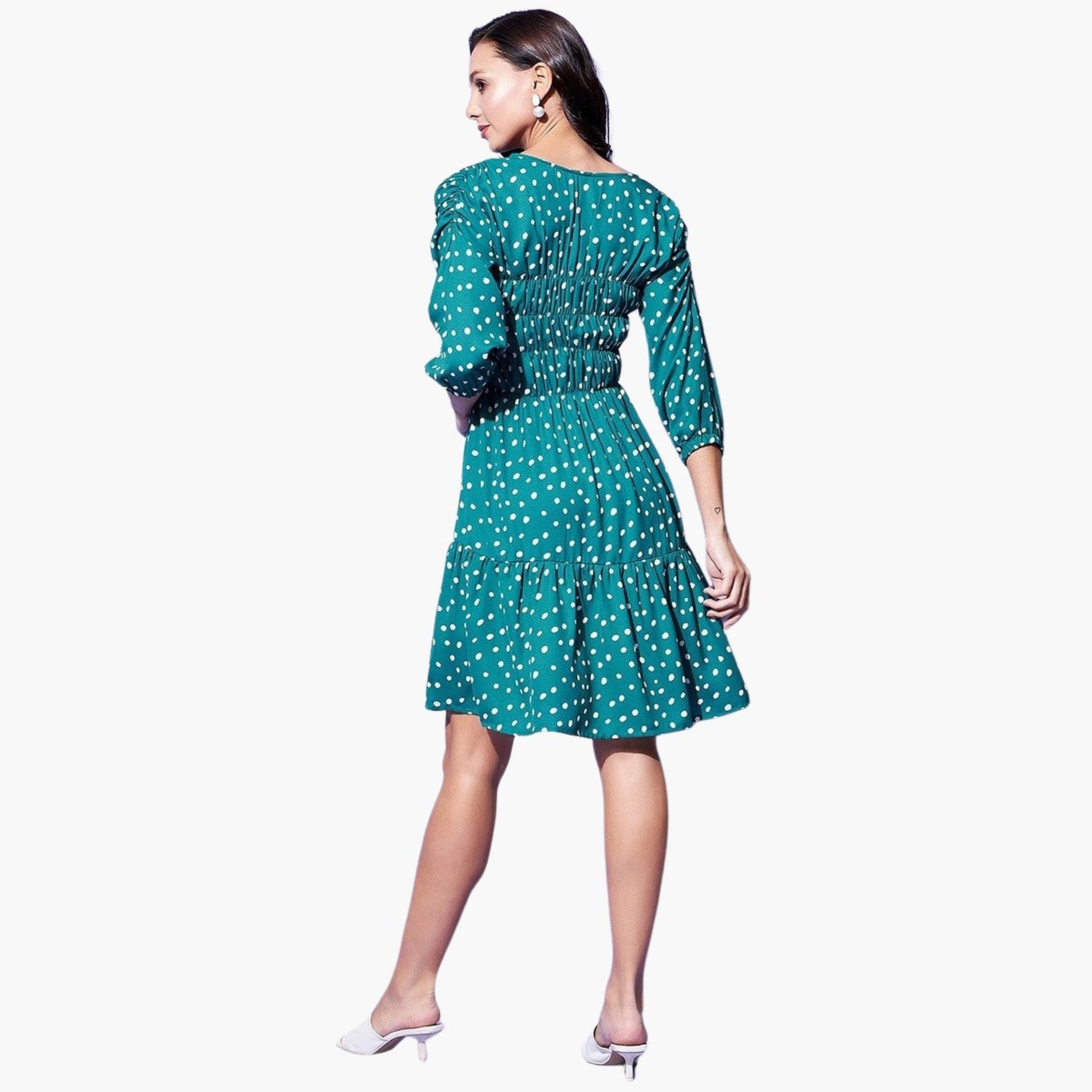 ستايل ستون × ستايلي - فستان طول للركبة منقط مزين بالتطريز-women-clothing-dresses-image-6