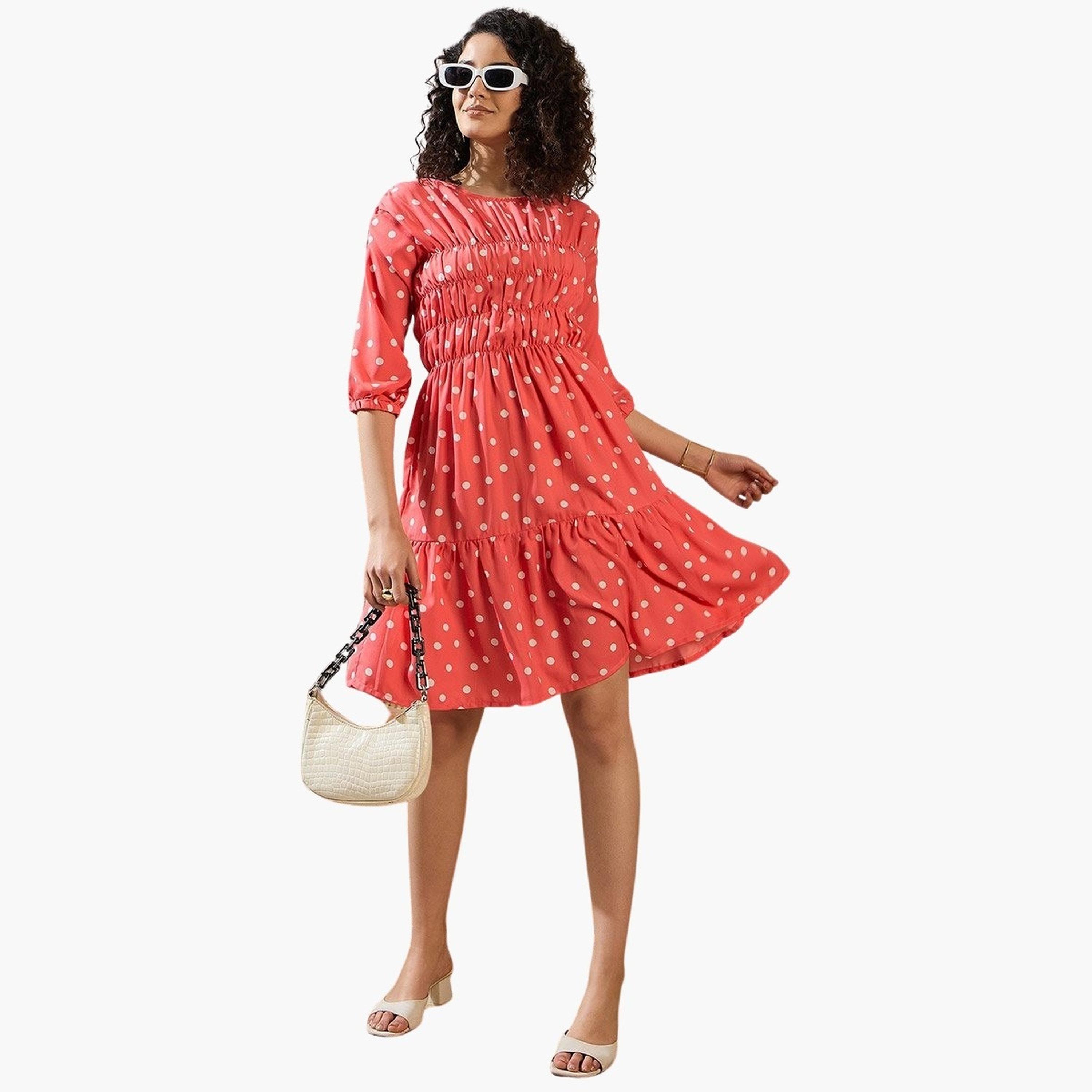 ستايل ستون × ستايلي - فستان طول للركبة منقط مزين بالتطريز-women-clothing-dresses-image-1