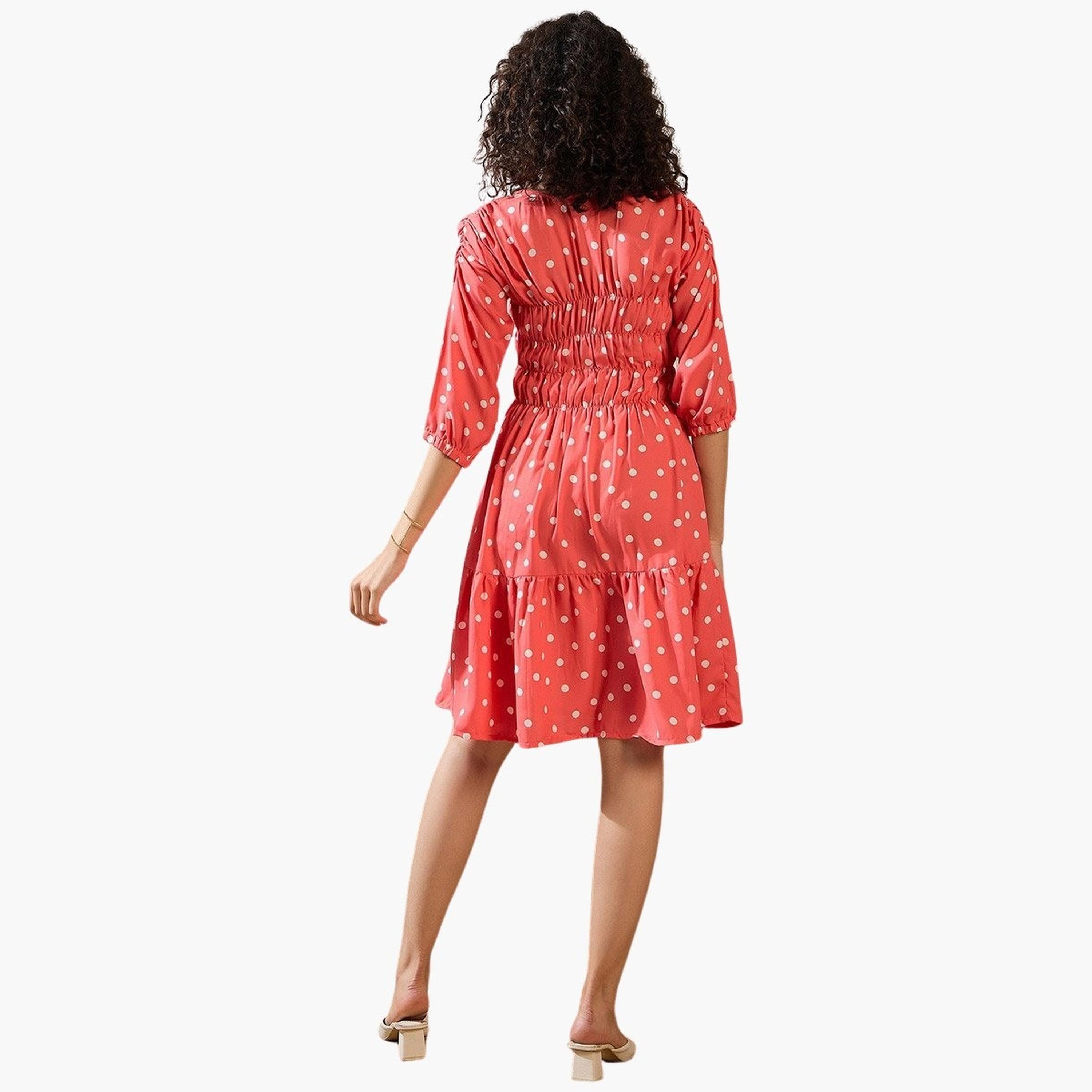 ستايل ستون × ستايلي - فستان طول للركبة منقط مزين بالتطريز-women-clothing-dresses-image-3