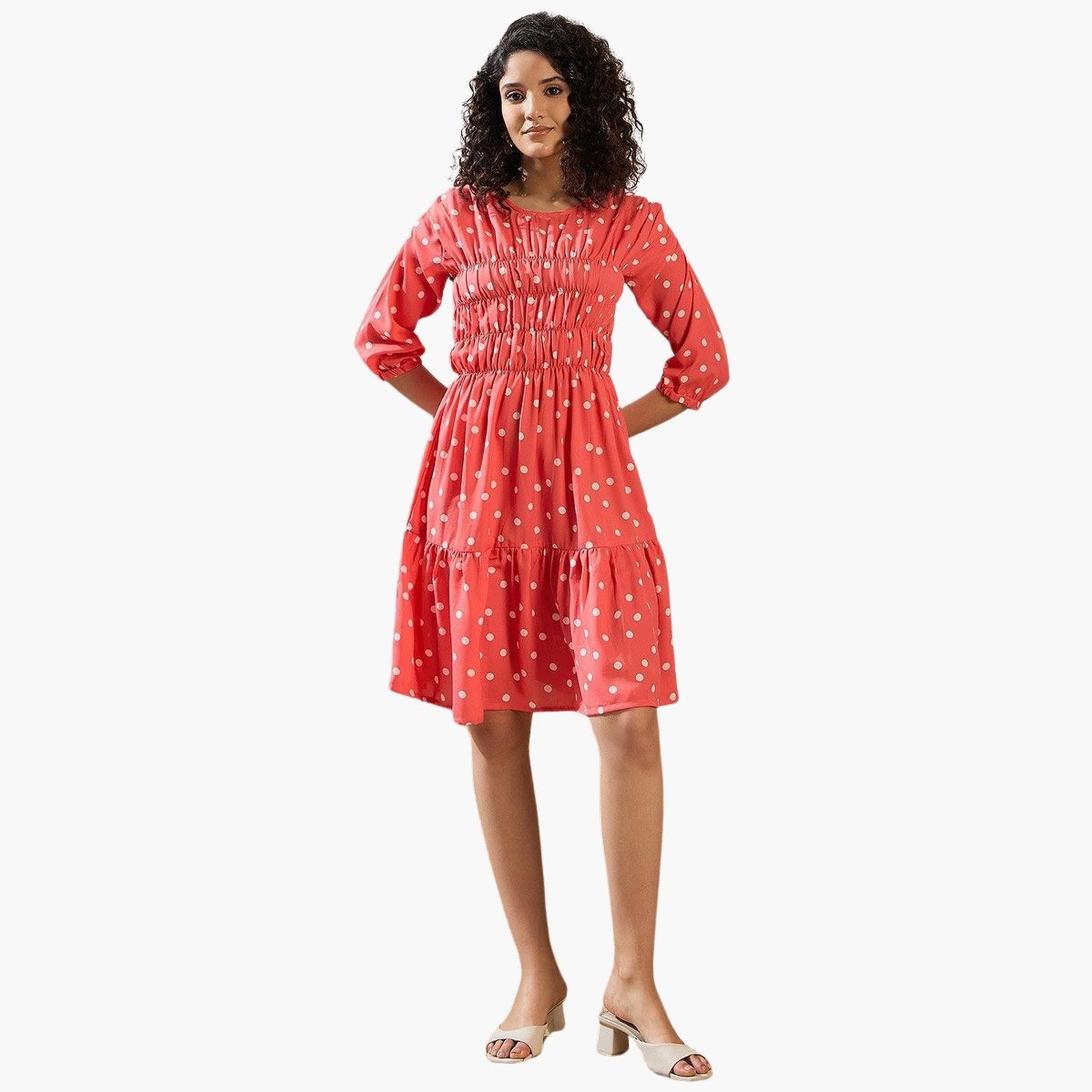 ستايل ستون × ستايلي - فستان طول للركبة منقط مزين بالتطريز-women-clothing-dresses-image-5