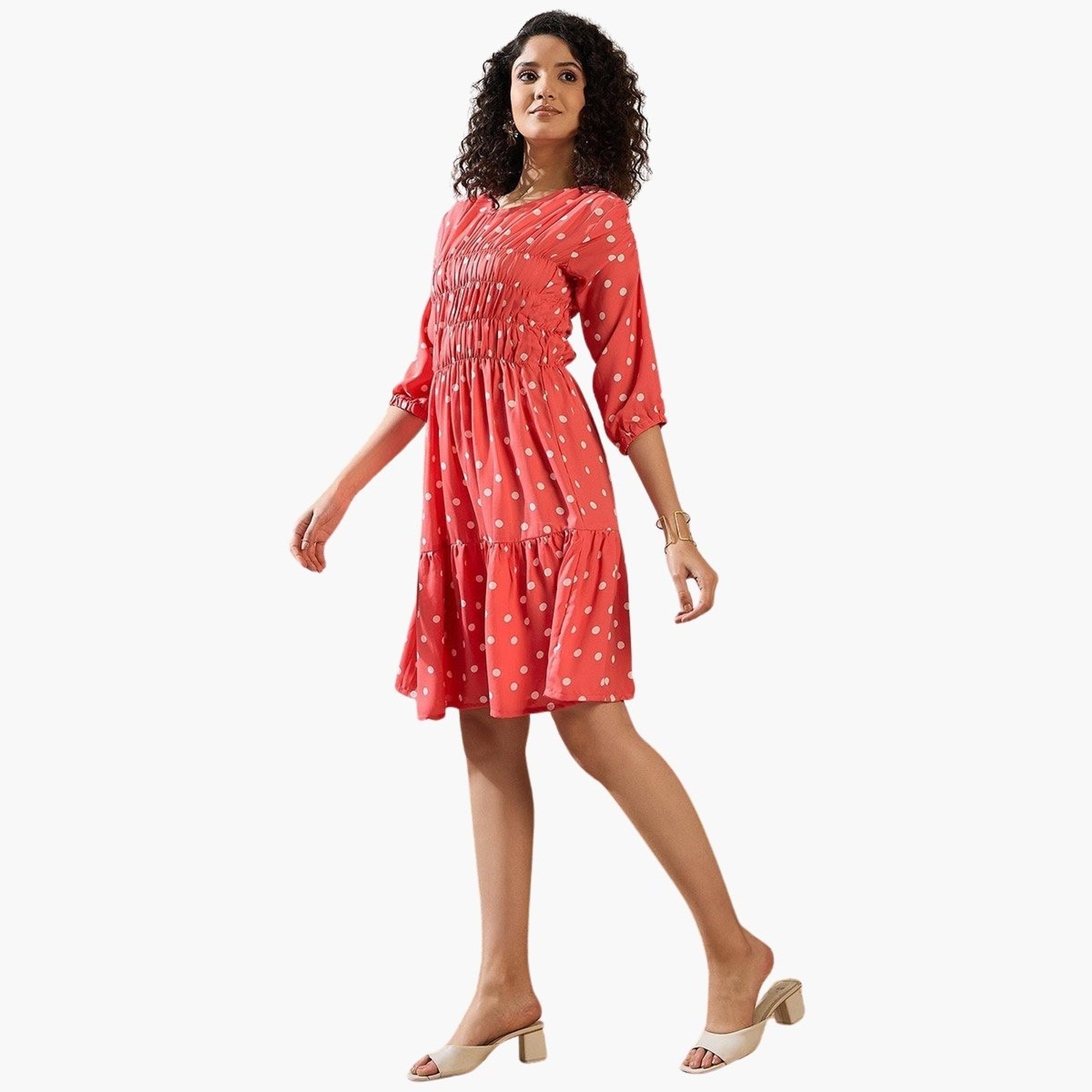 ستايل ستون × ستايلي - فستان طول للركبة منقط مزين بالتطريز-women-clothing-dresses-image-6