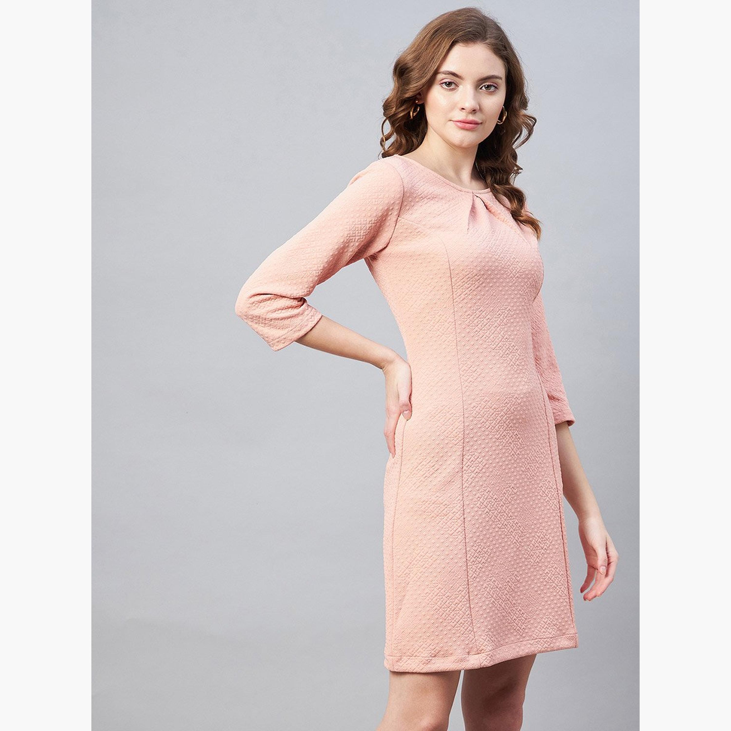 ستايل ستون × ستايلي - فستان قصير من قماش الجاكار المزخرف برقبة دائرية-women-clothing-dresses-image-5