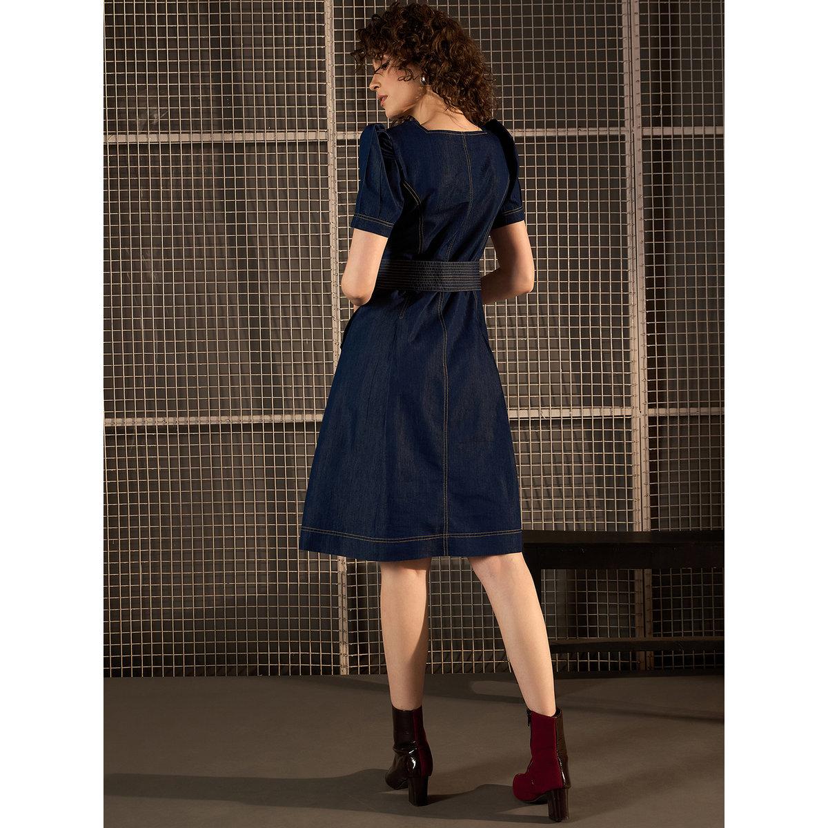 white christmas dresses StyleStone Women's Lose Fit Tiered Denim Dress – Stylestone
