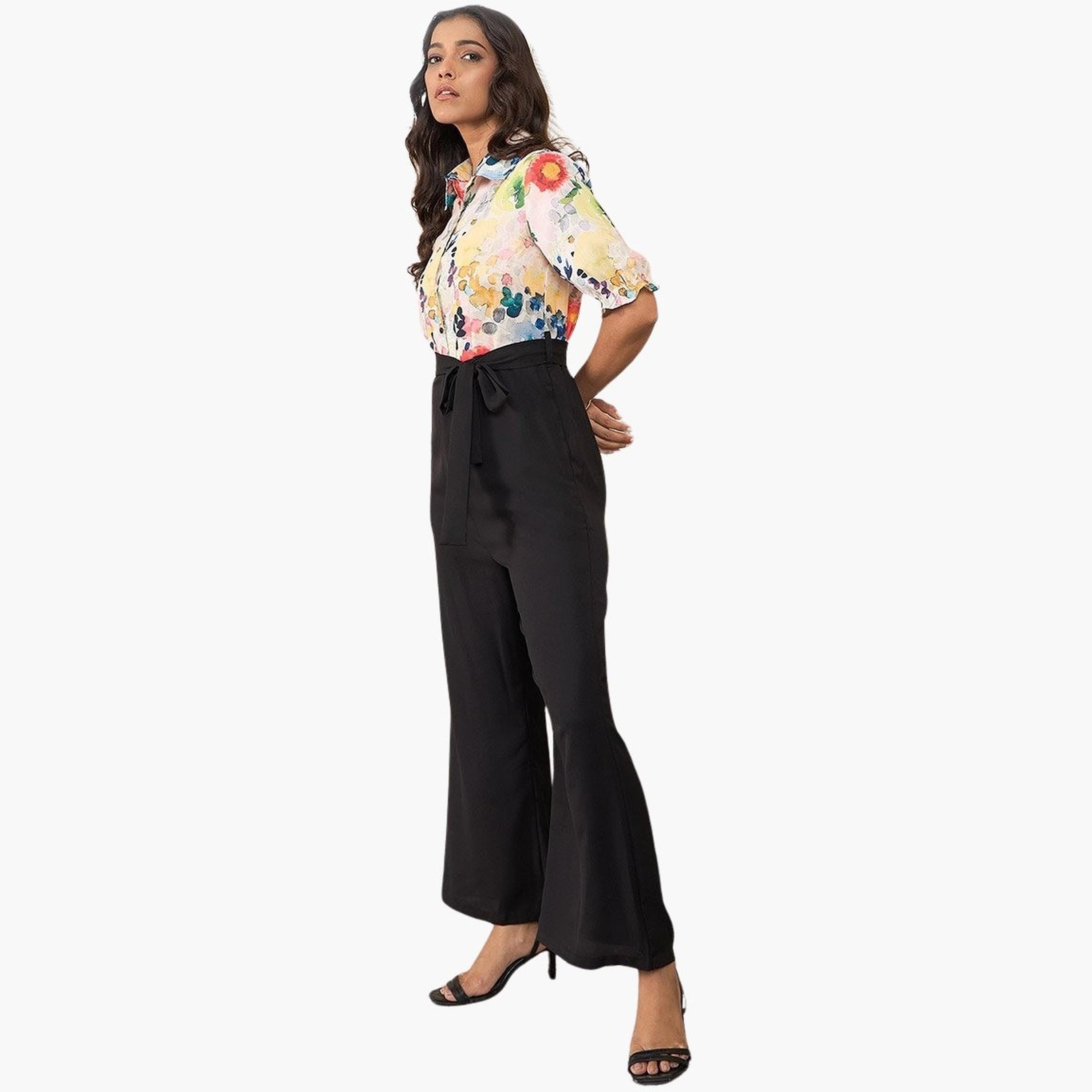 Stylestone X Styli Printed Spread Collar Buttoned Jumpsuit-women-clothing-jumpsuits-image-2