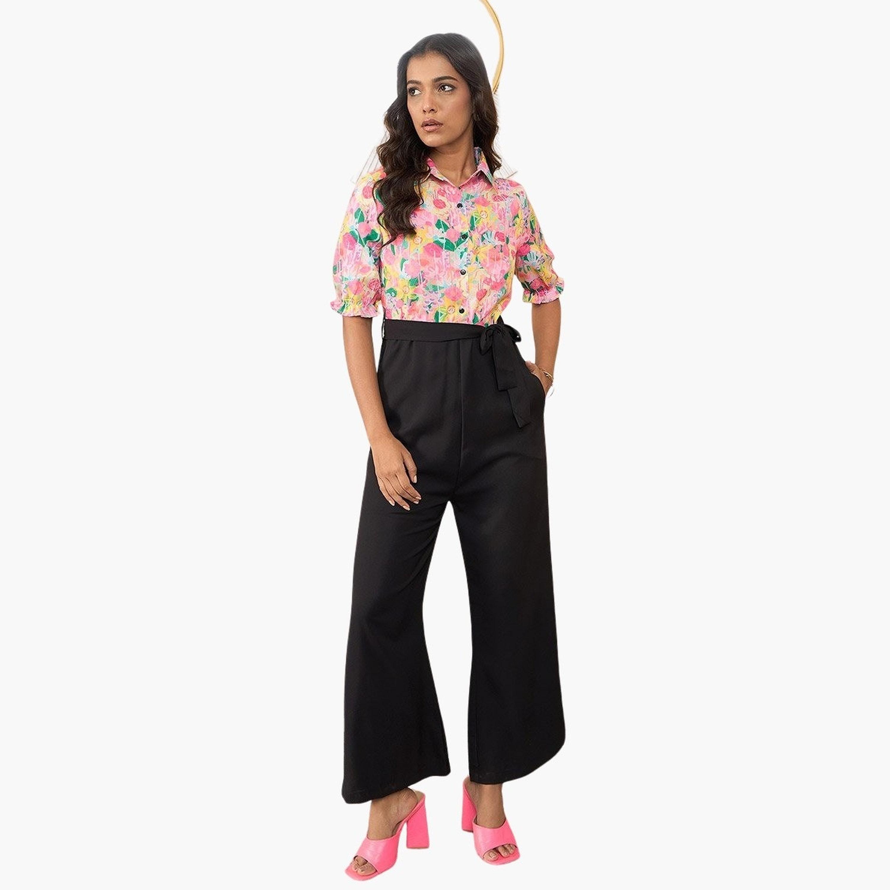 Stylestone X Styli Floral Print Spread Collar Buttoned Jumpsuit-women-clothing-jumpsuits-image-1