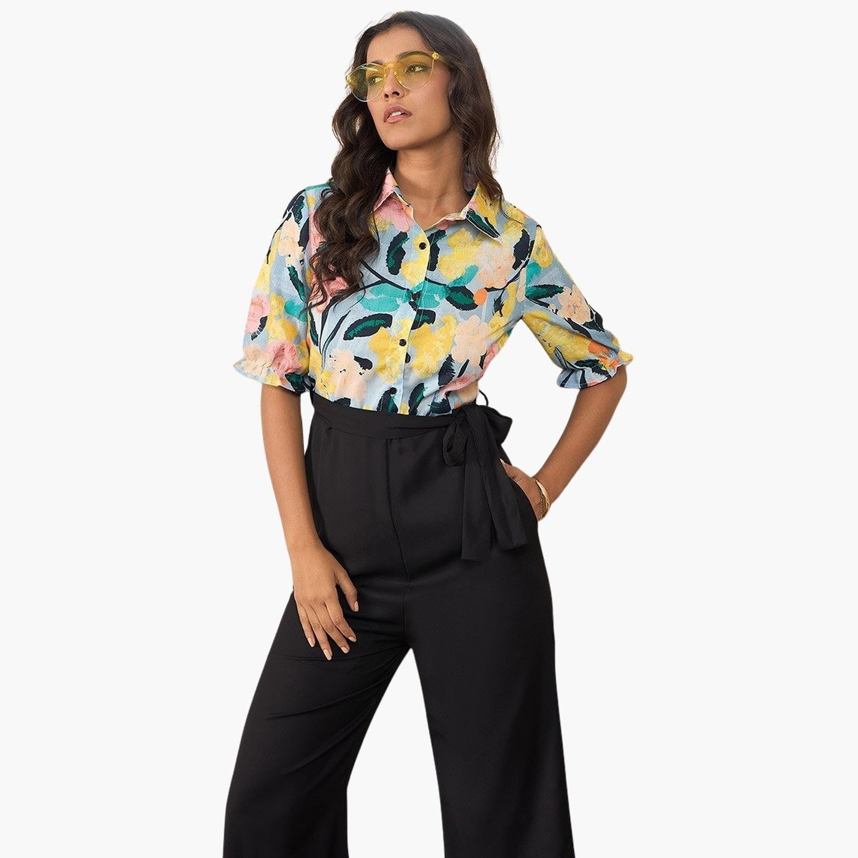 Stylestone X Styli Floral Print Spread Collar Buttoned Jumpsuit-women-clothing-jumpsuits-image-5