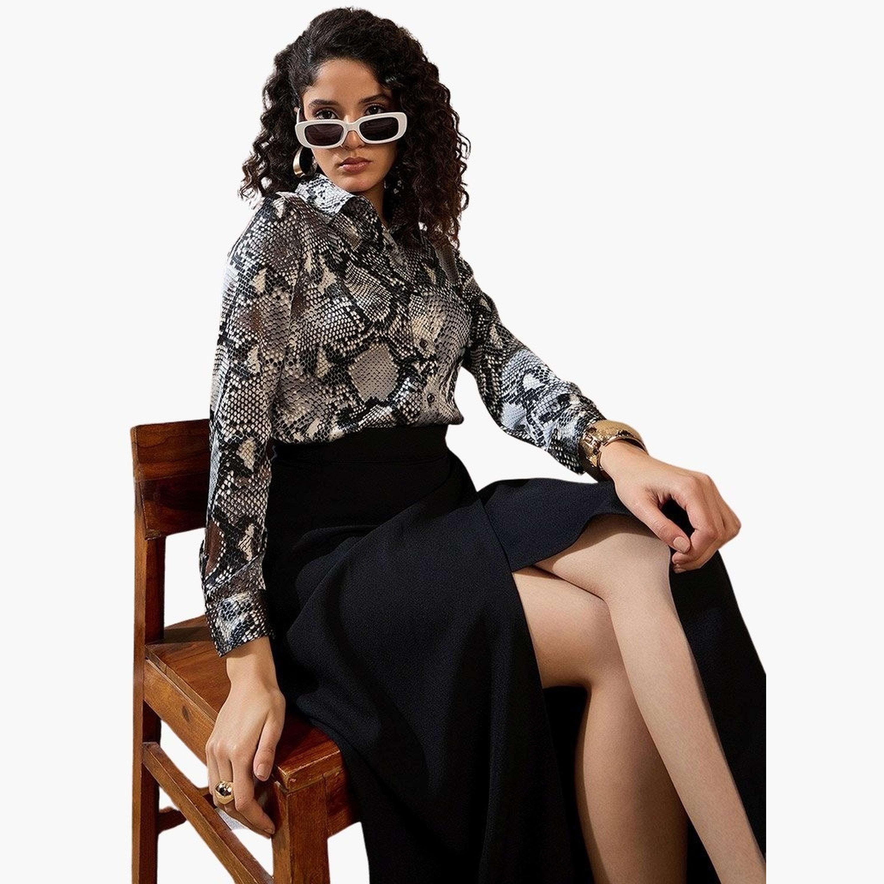 Stylestone X Styli Snakeskin Print Buttoned Long Sleeve Shirt-women-clothing-shirtsandblouses-shirts-image-3