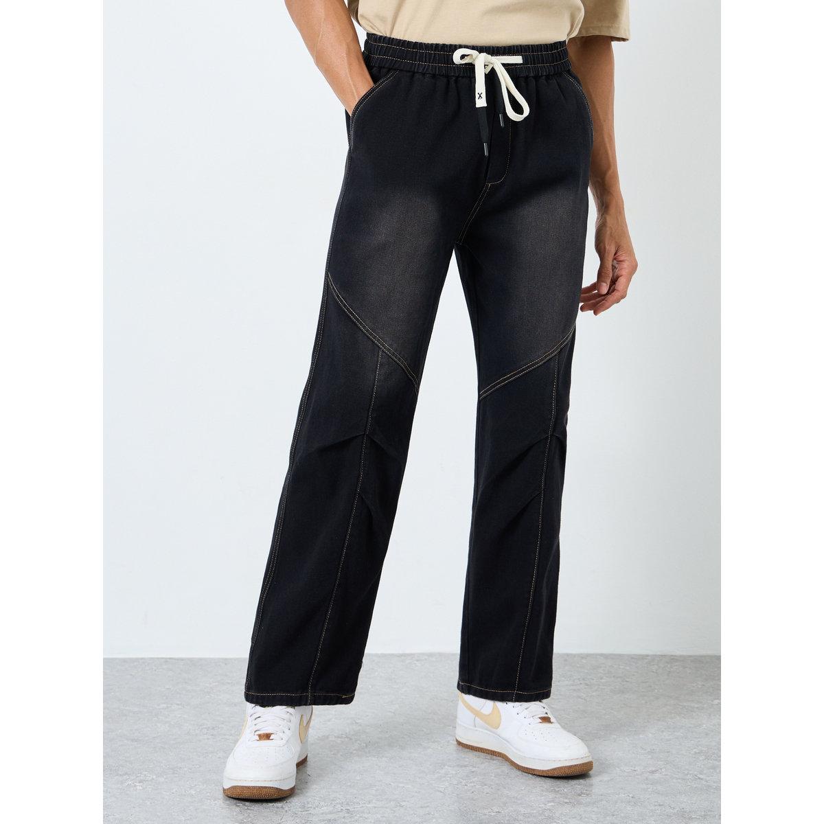 Styli Mid Rise Loose Fit Jeans with Drawcord-men-clothing-bottoms-jeans-image-1
