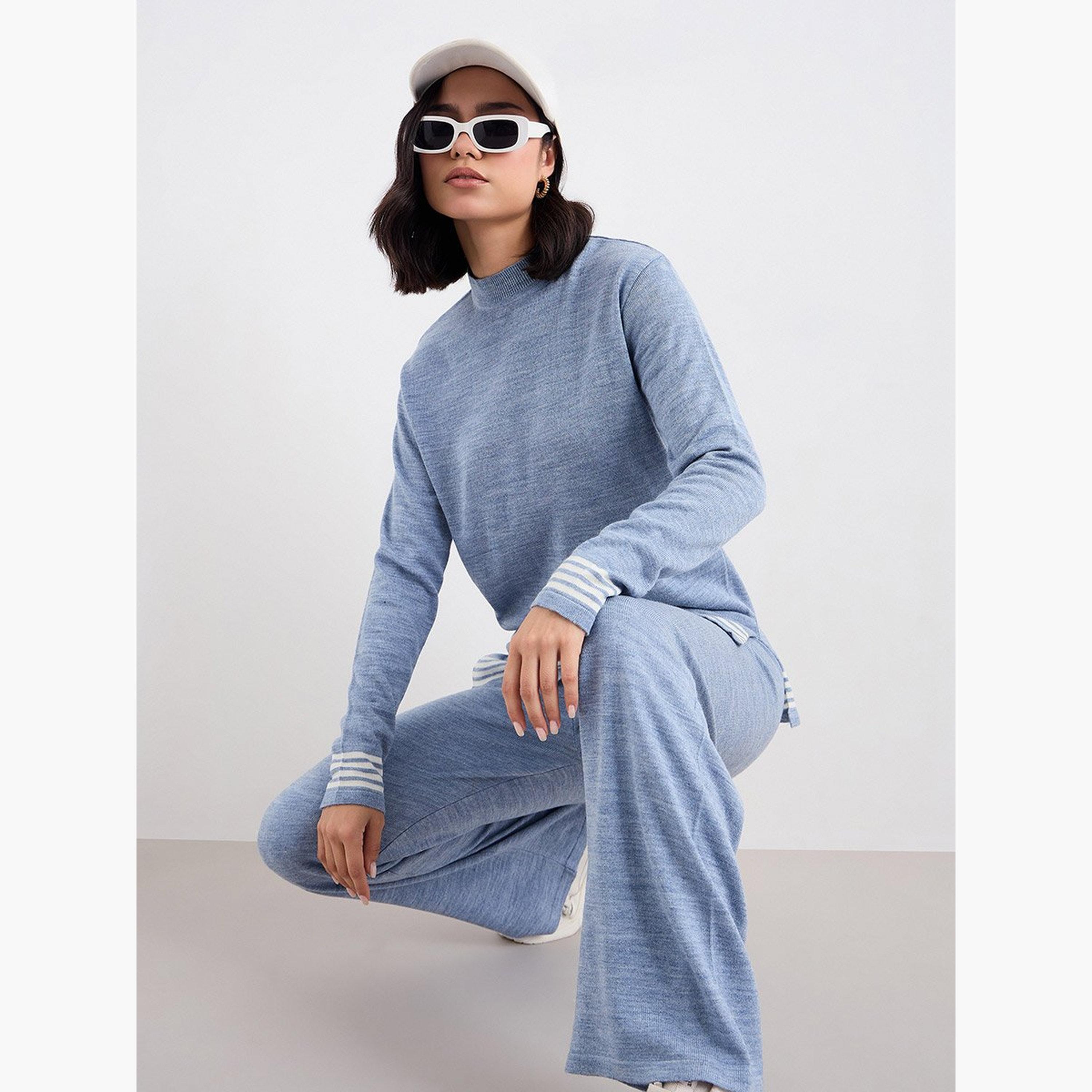 Amirah X Styli Women Striped Panel Knit Top and Pants Winter Modest Set-women-arabicclothing-sets-image-5