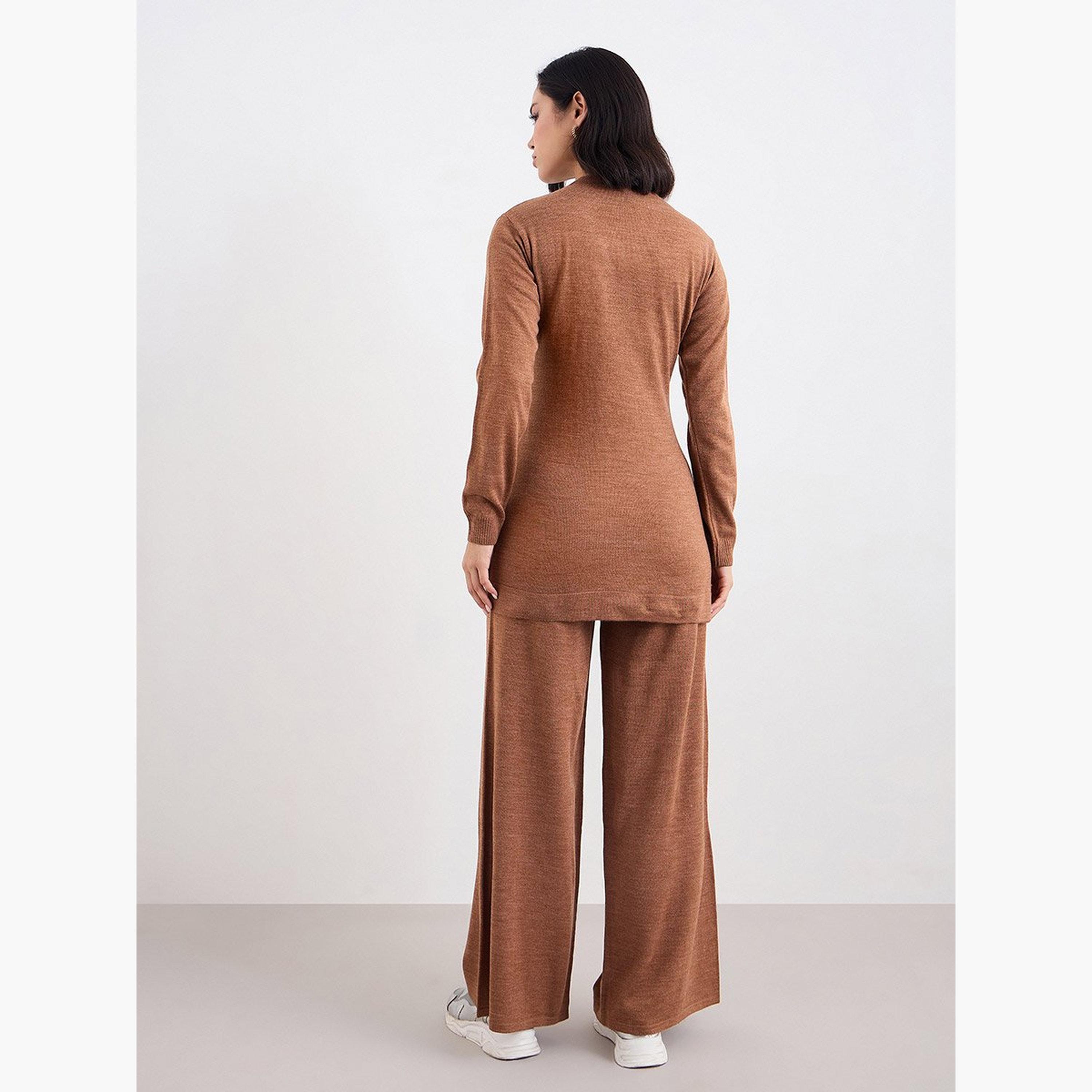 Amirah X Styli Women Longline Knit Top and Pants Modest Set-women-arabicclothing-sets-image-4