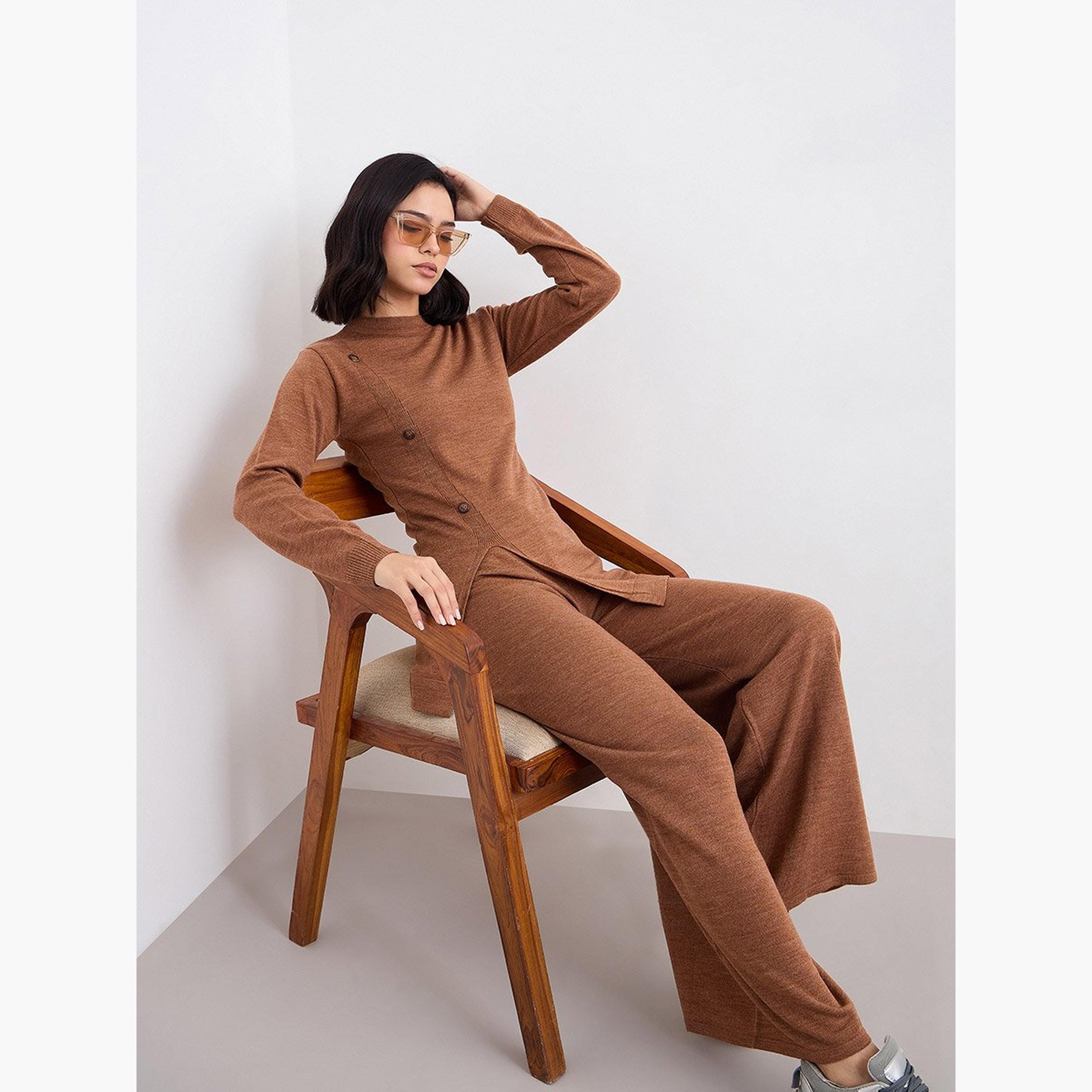 Amirah X Styli Women Longline Knit Top and Pants Modest Set-women-arabicclothing-sets-image-5