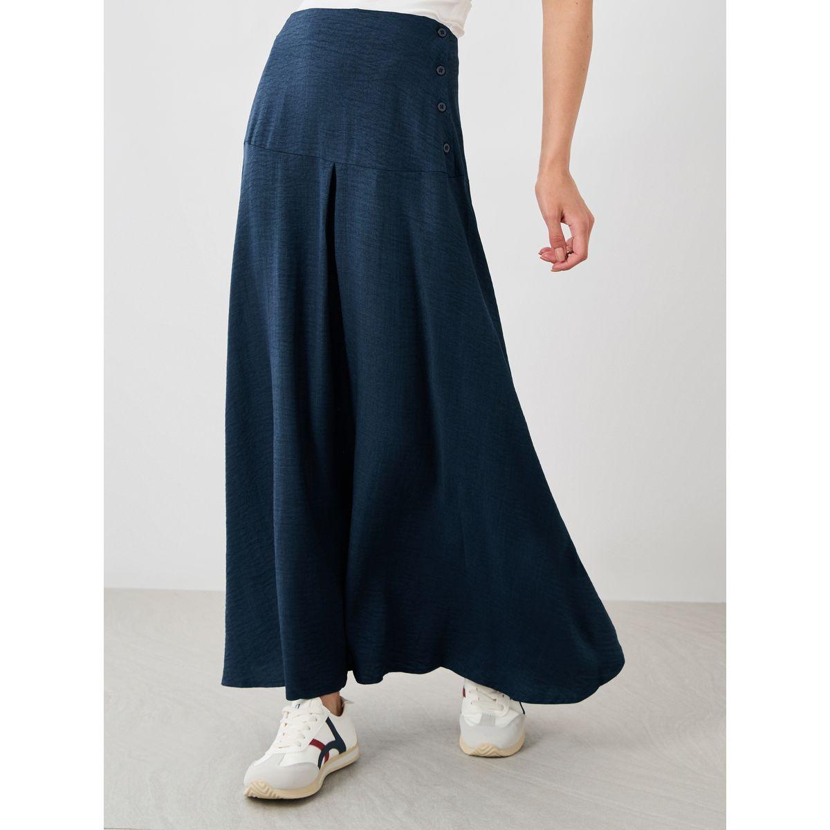 Styli Textured Side Button Detail A-Line Maxi Skirt-women-clothing-bottoms-skirts-image-3