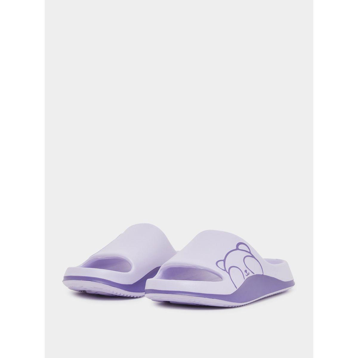 Styli Color Block Bear Print Bathroom Slippers-women-shoes-flipflopsandslides-image-2
