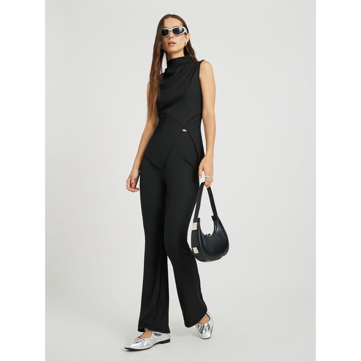 مجموعة من بنطال وبلوزة بياقة عالية-women-clothing-coordsets-image-2
