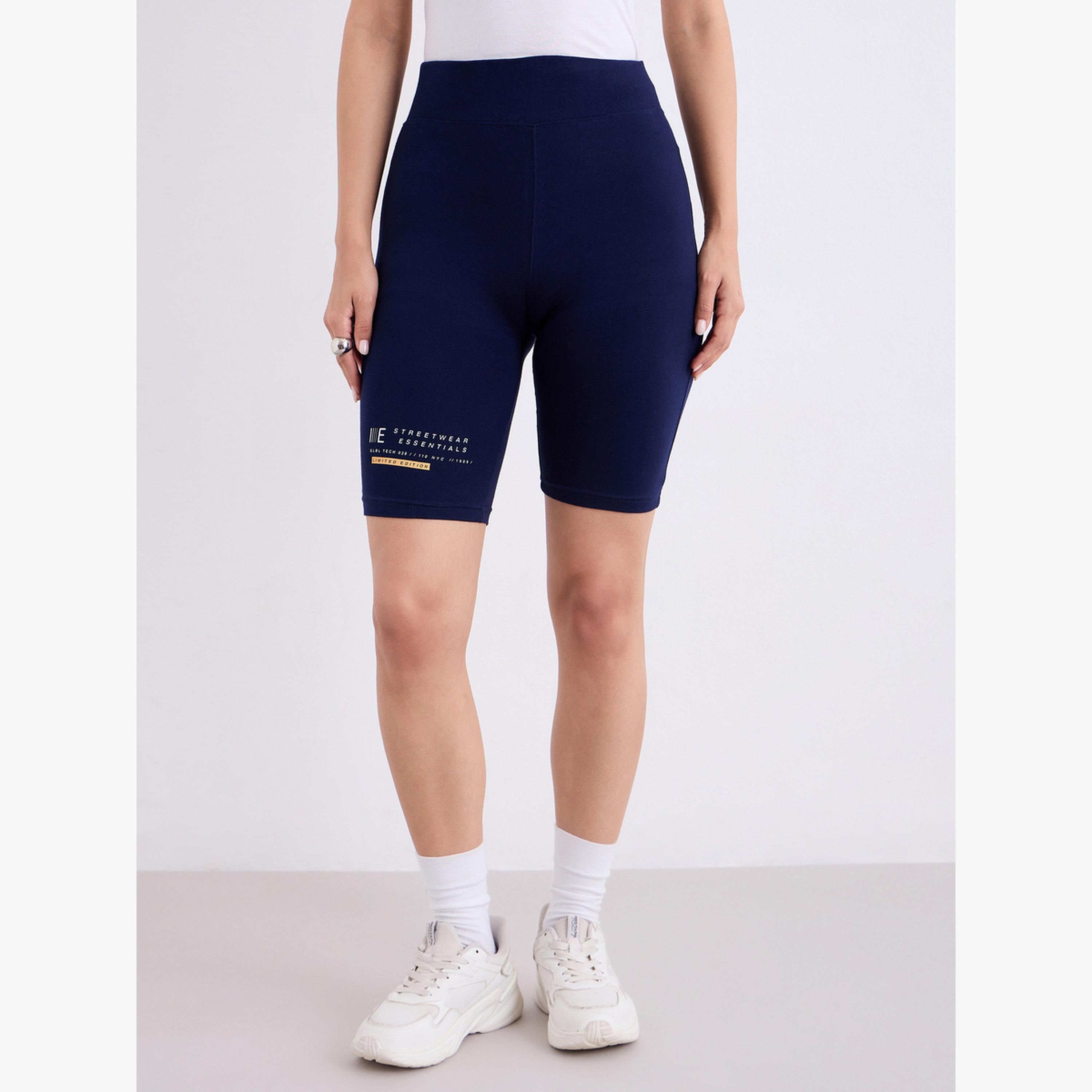 Styli Women Navy Blue Printed Cycling Shorts-women-clothing-bottoms-shorts-image-1