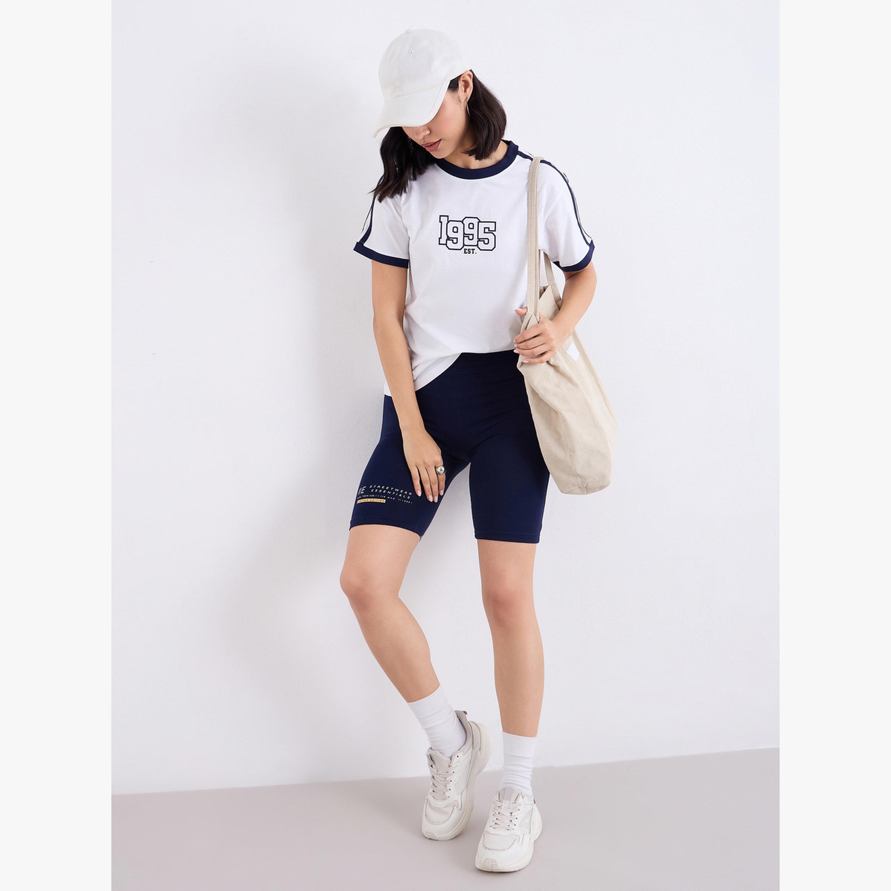 Styli Women Navy Blue Printed Cycling Shorts-women-clothing-bottoms-shorts-image-2