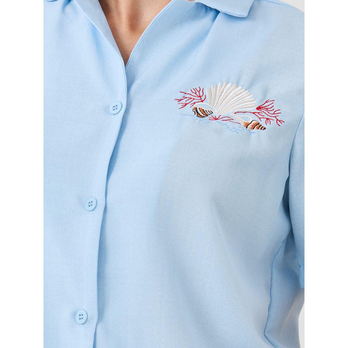 Styli Embroidered Short Sleeve Spread Collar Shirt-women-clothing-shirtsandblouses-shirts-image-4