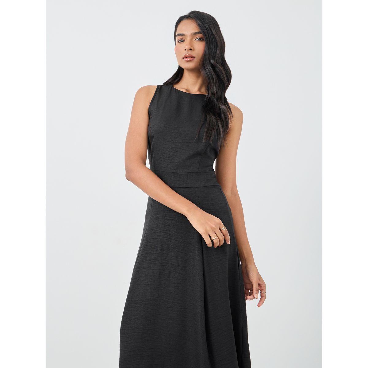 Styli Solid Sleeveless Round Neck A-Line Midi Dress-women-clothing-dresses-image-3
