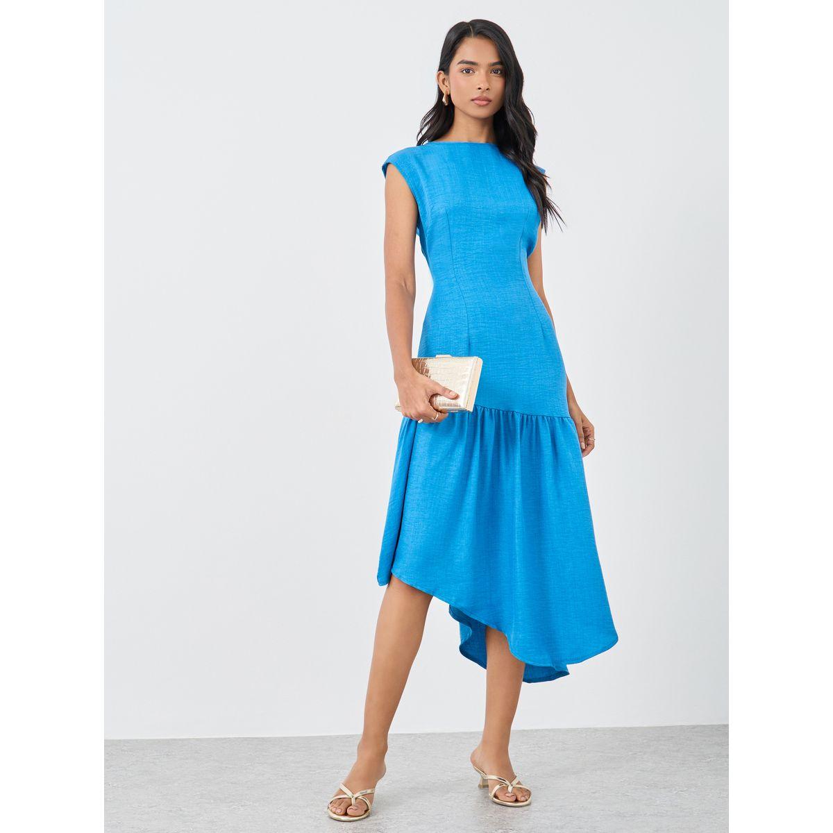 Styli Solid Sleeveless Asymmetric Hem Midi Dress-women-clothing-dresses-image-1
