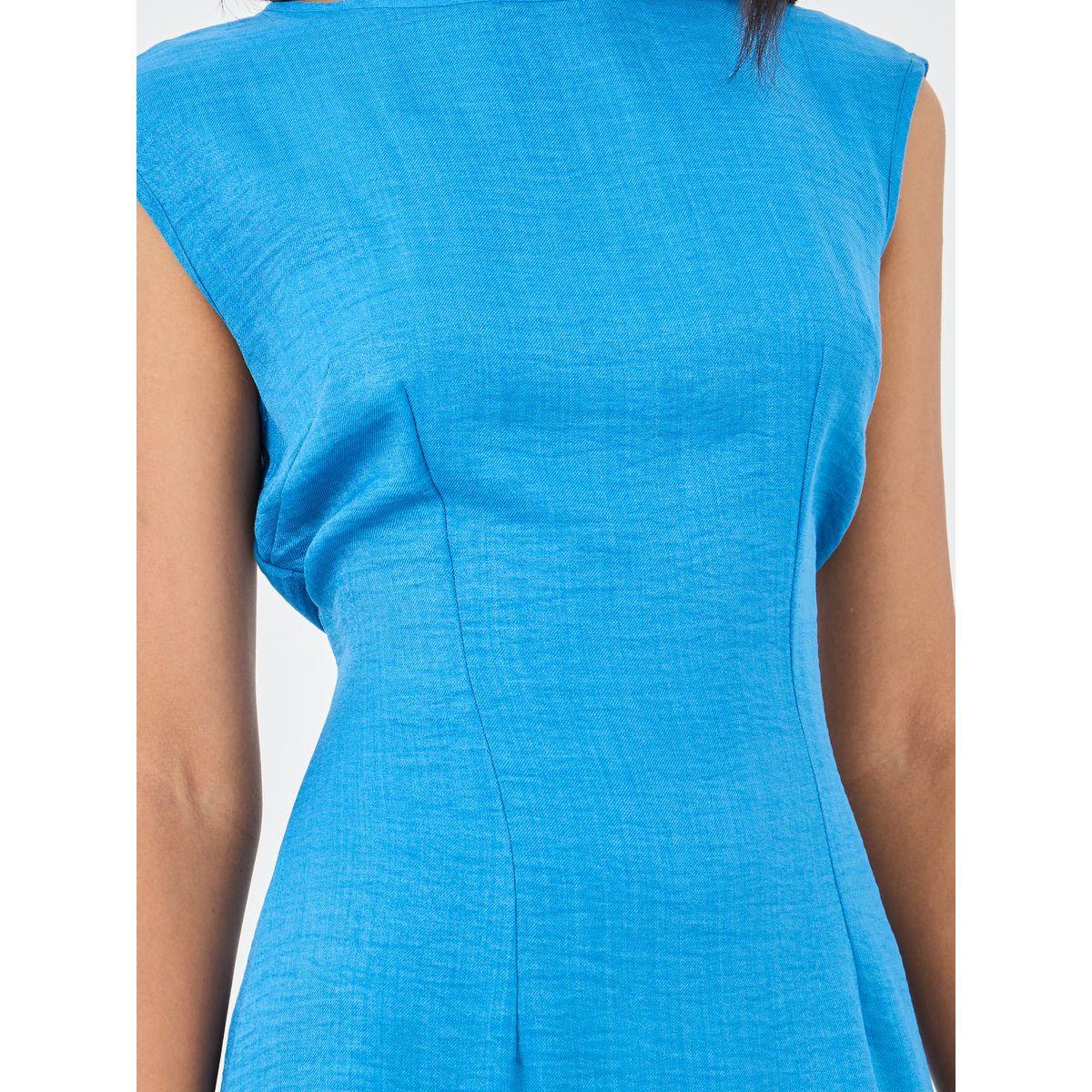 فستان ميدي سادة بلا أكمام مع حافة غير متماثلة الطول-women-clothing-dresses-image-4