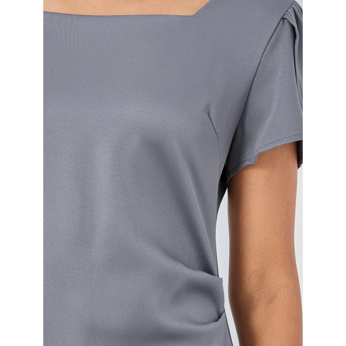 فستان ميدي سادة بأكمام قصيرة وياقة واسعة-women-clothing-dresses-image-4