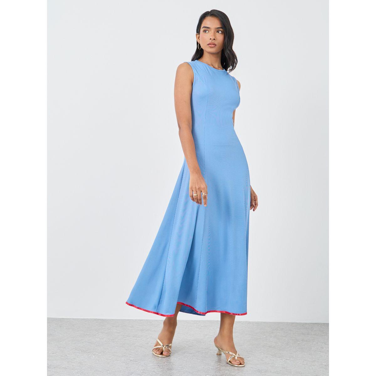 فستان طويل بلا أكمام بياقة دائرية-women-clothing-dresses-image-2