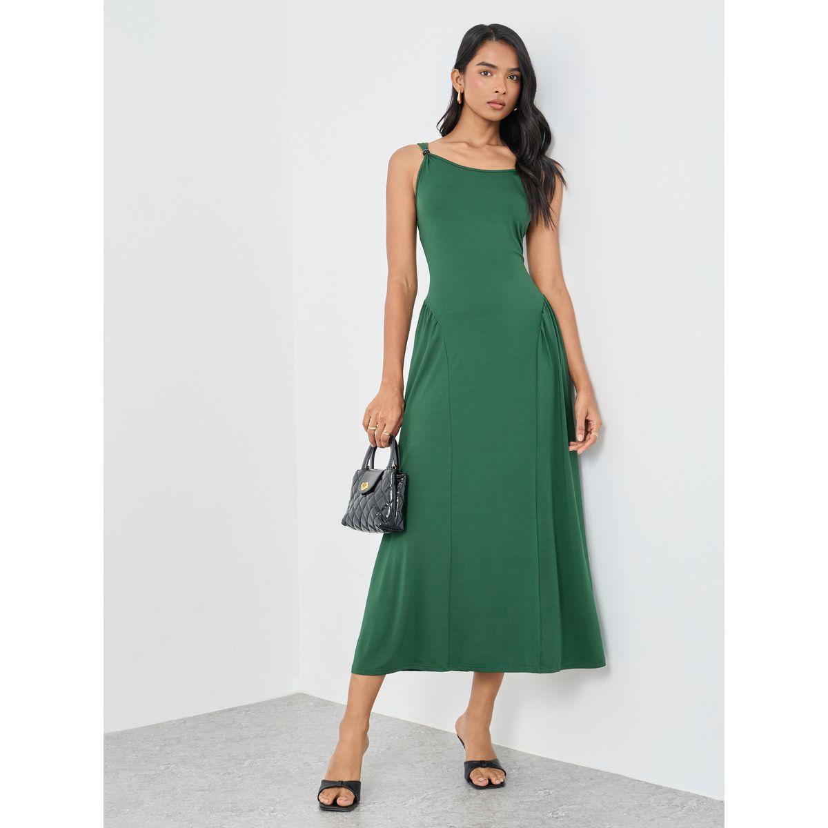 Styli Solid Sleeveless Round Neck A-Line Midi Dress-women-clothing-dresses-image-1