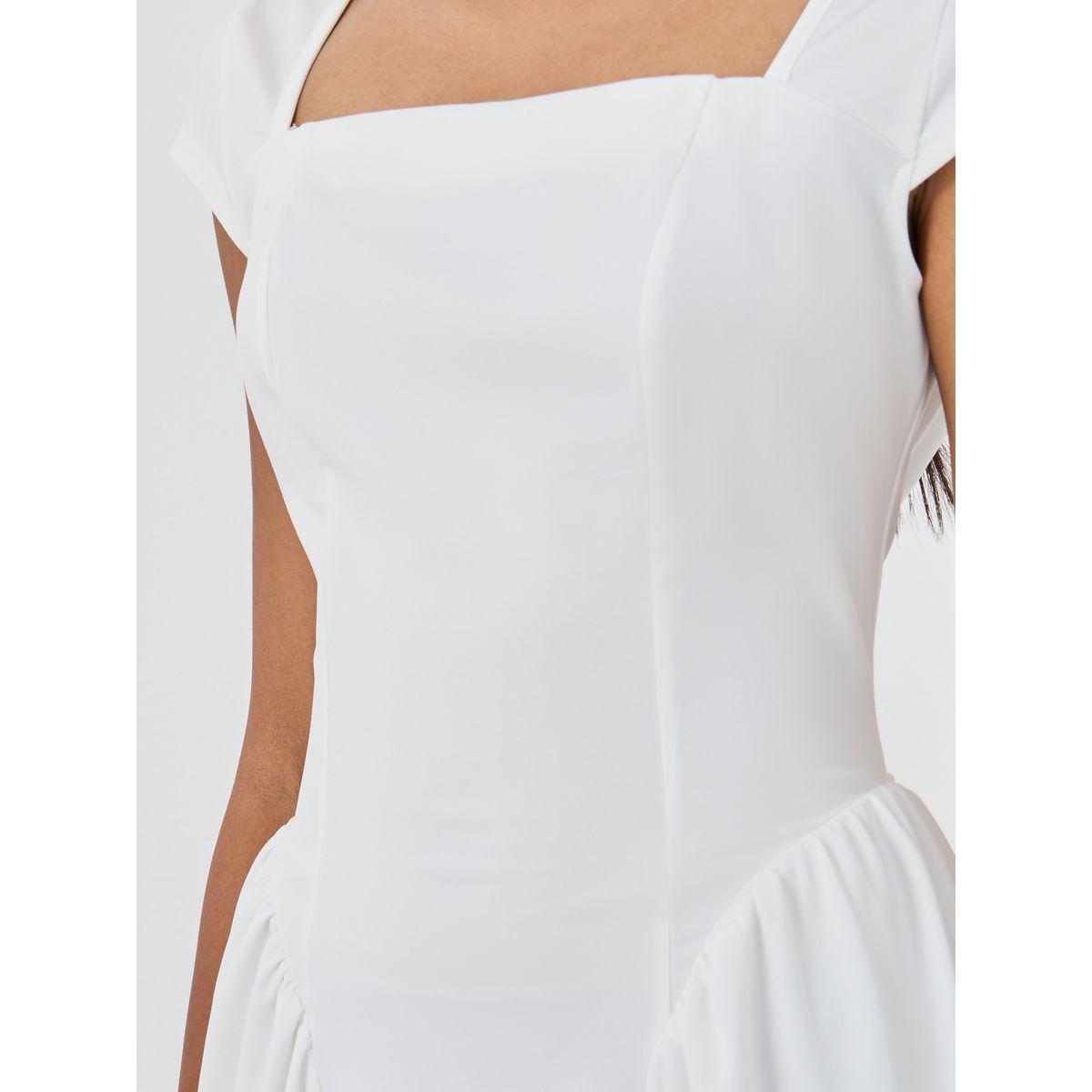فستان ميدي سادة بياقة واسعة وأكمام قصيرة-women-clothing-dresses-image-4