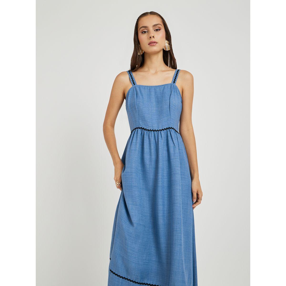 فستان طويل سادة بلا أكمام مع تفاصيل دانتيل-women-clothing-dresses-image-2