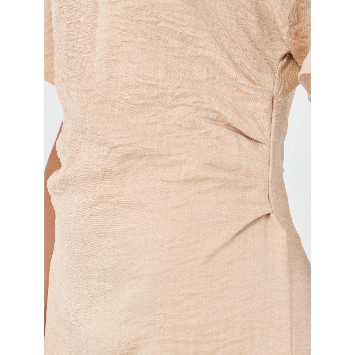Styli Solid Short Sleeve Side Gathered Midi Dress-women-clothing-dresses-image-4
