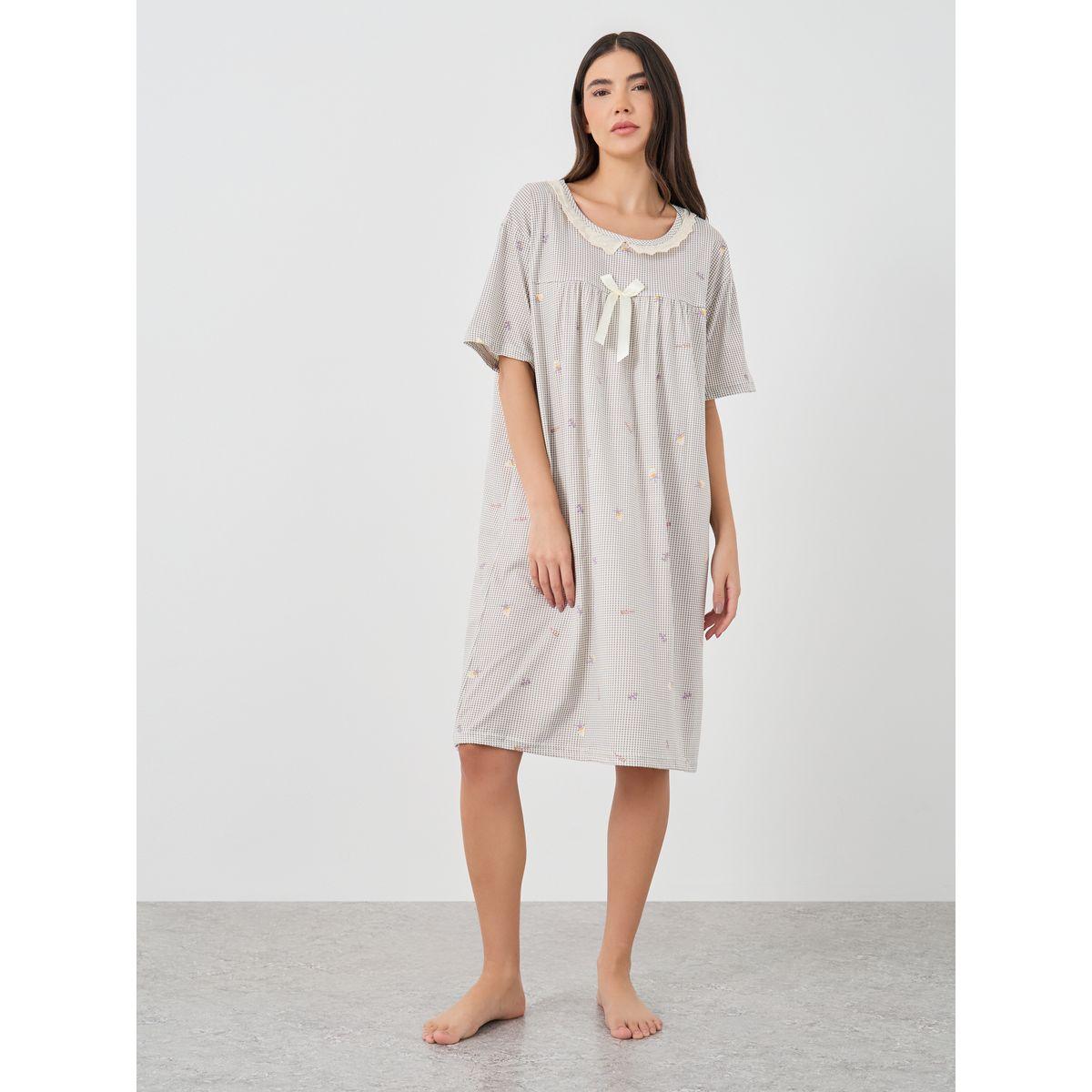 قميص نوم مطبع بالكامل مع تفاصيل دانتيل-women-clothing-nightwear-nighties-image-1