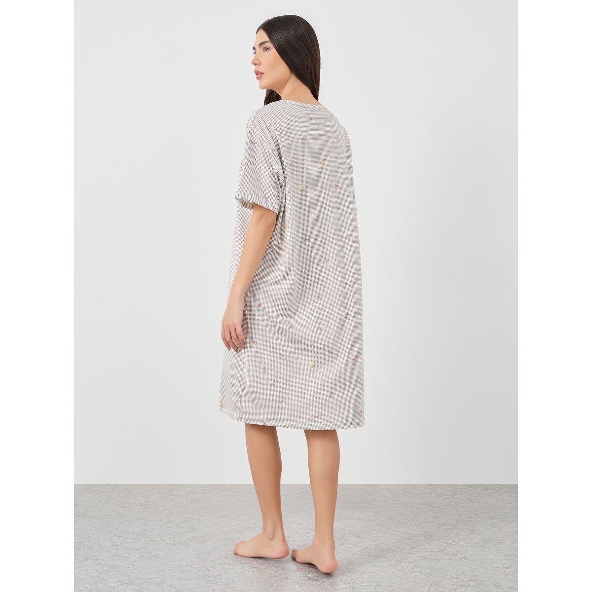 Styli All-Over Print Lace Detail Nightdress-women-clothing-nightwear-nighties-image-4