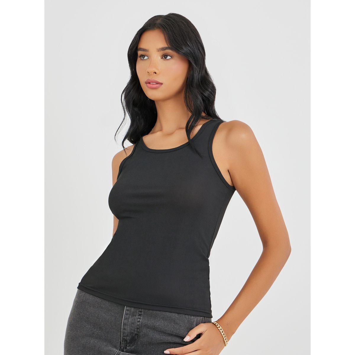 Styli Solid Ribbed Round Neck Cami Top-women-clothing-tshirts-image-4