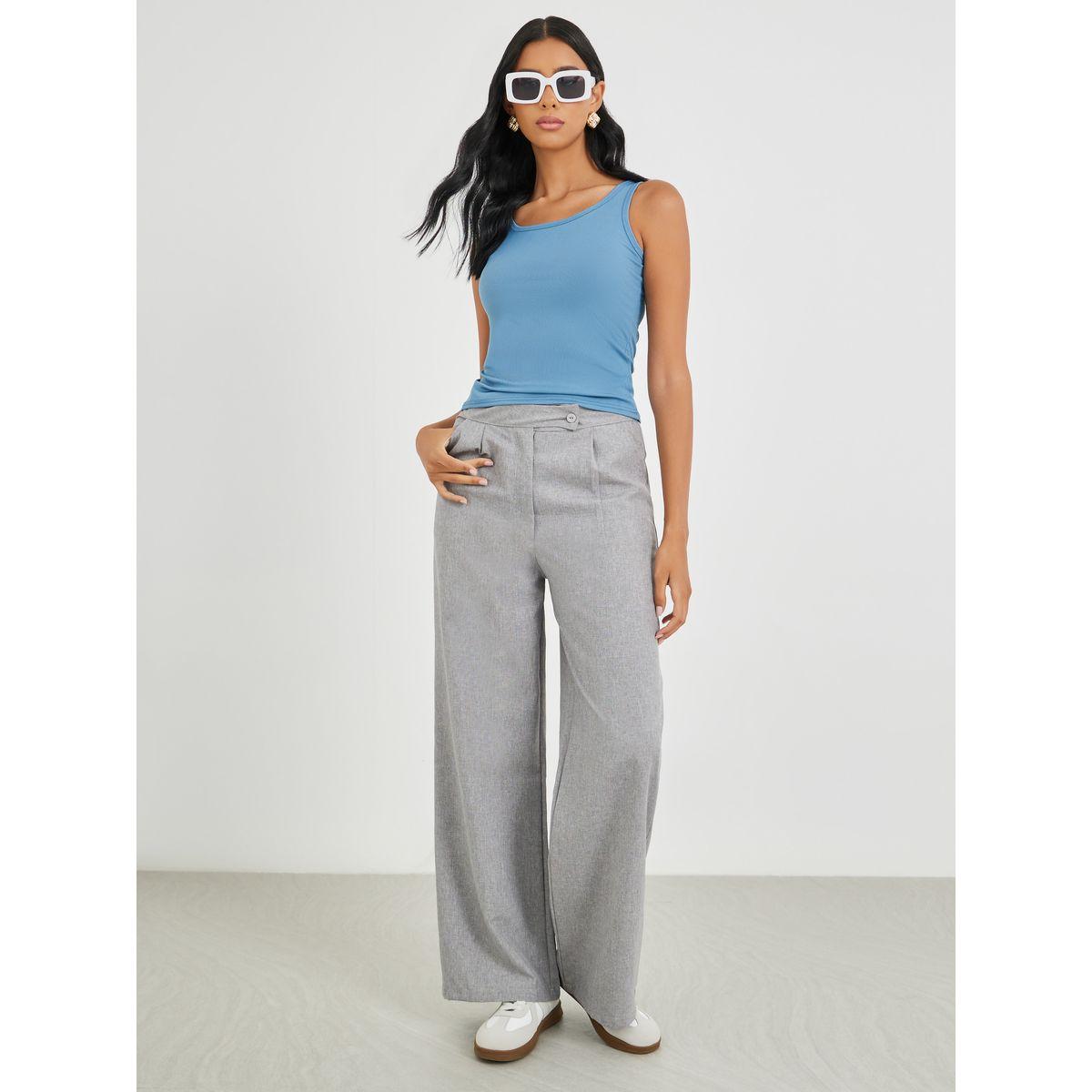 Styli Solid Ribbed Round Neck Cami Top-women-clothing-tshirts-image-2