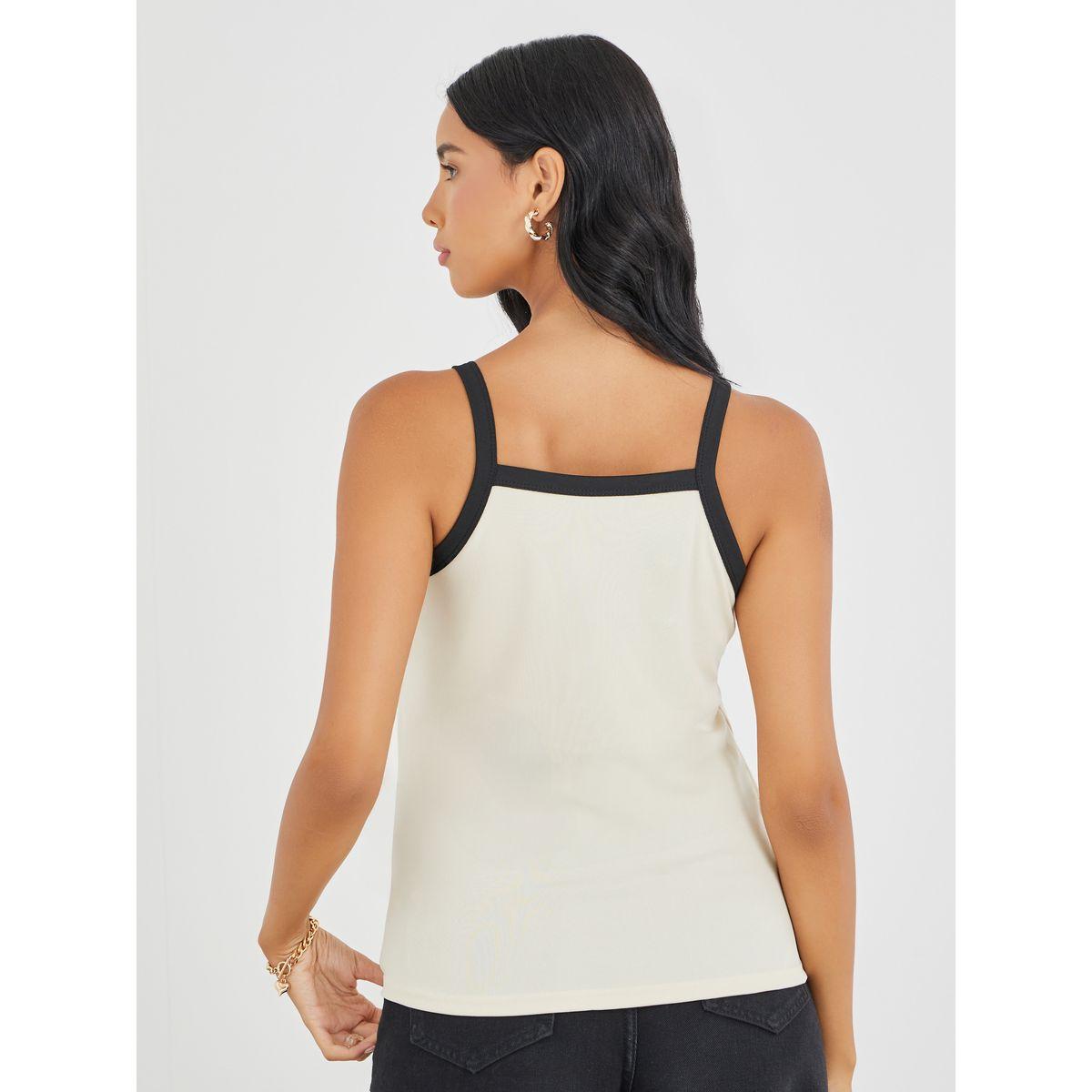 Styli Contrast Trim Color Basic Cami-women-clothing-tshirts-image-5