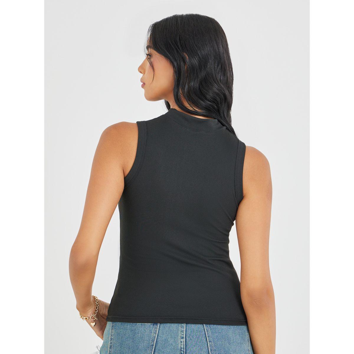 Styli Solid Ribbed High Neck Cami Top-women-clothing-tshirts-image-5