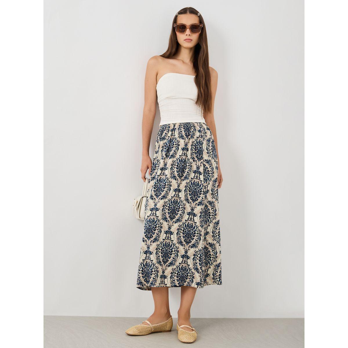 Styli All-Over Print A-Line Midi Skirt-women-clothing-bottoms-skirts-image-1