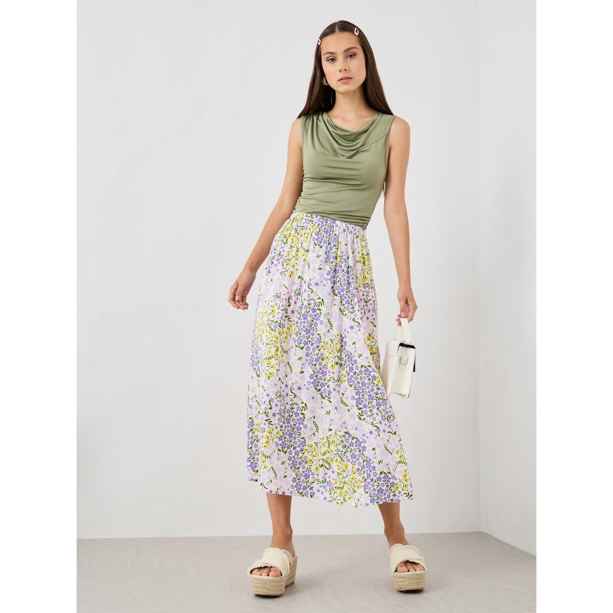 Styli All-Over Floral Print A-Line Midi Skirt-women-clothing-bottoms-skirts-image-1