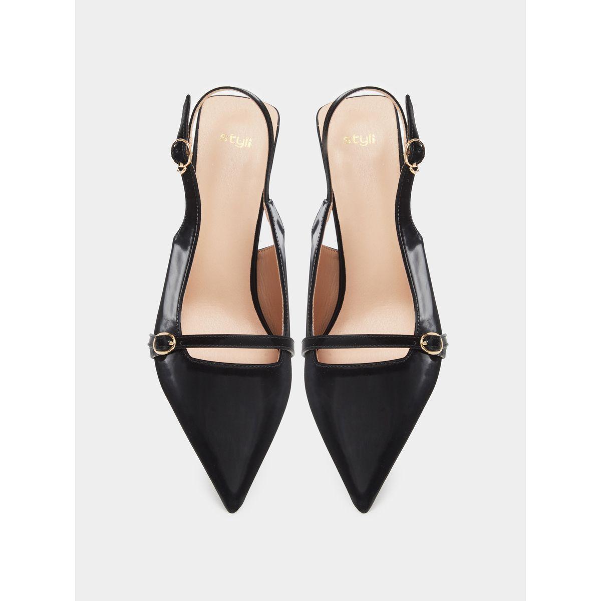 Styli Pointed Toe Sling Back Buckle Detail Shoes-women-shoes-heels-image-5