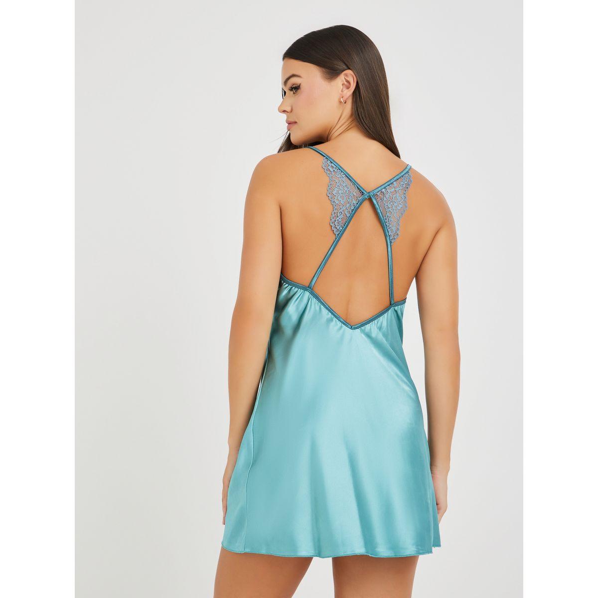 Styli Lace Splice Backless Satin Slip Dress-women-clothing-lingerie-babydollsandbodysuits-image-3