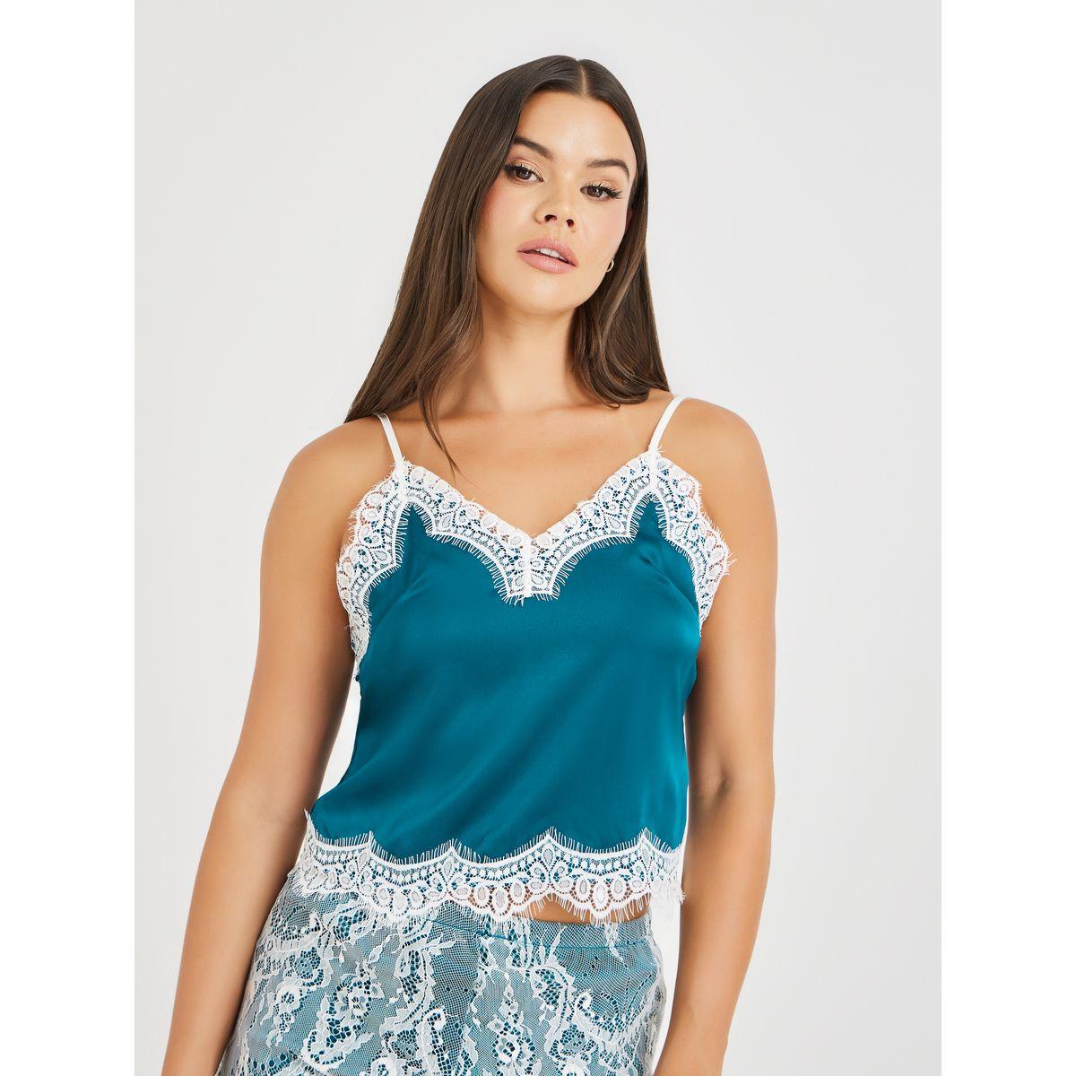 Styli Lace Trim Camisole and Lace Full Shorts Set-women-clothing-lingerie-lingeriesets-image-2