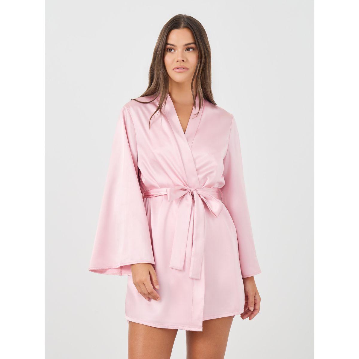 Styli Butterfly Detail Front Satin Babydoll with Open Front  Robe-women-clothing-lingerie-babydollsandbodysuits-image-2