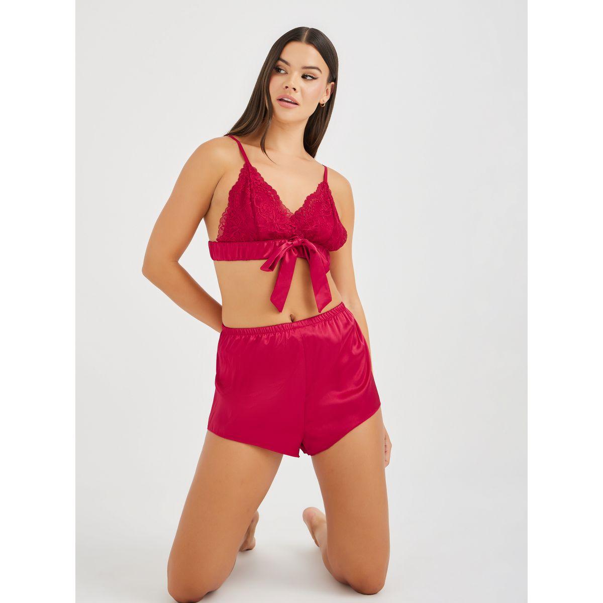 Styli Lace Camisole, Satin Shorts and Pants Lingerie Set-women-clothing-lingerie-lingeriesets-image-1