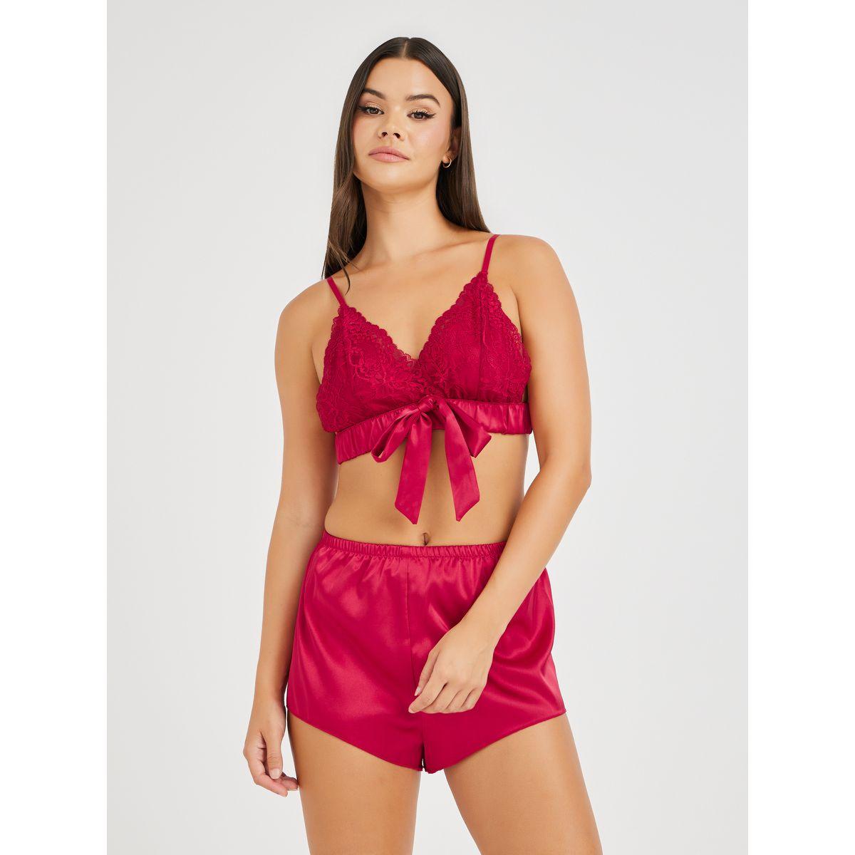 Styli Lace Camisole, Satin Shorts and Pants Lingerie Set-women-clothing-lingerie-lingeriesets-image-2
