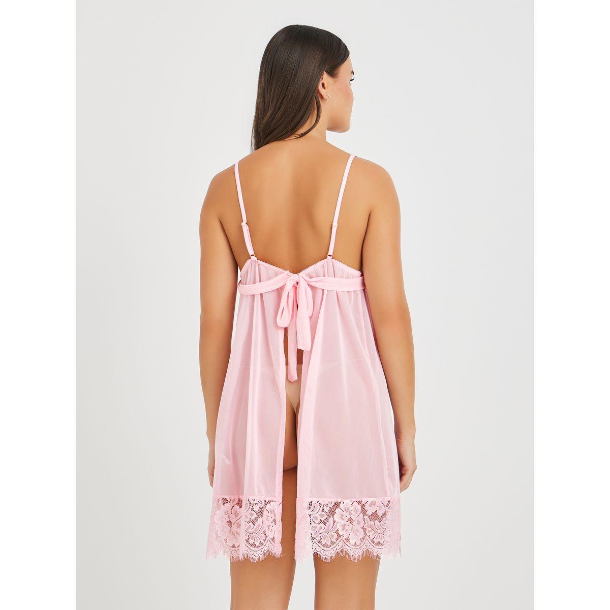 بيبي دول بتفاصيل شبكية ودانتيل-women-clothing-lingerie-babydollsandbodysuits-image-3