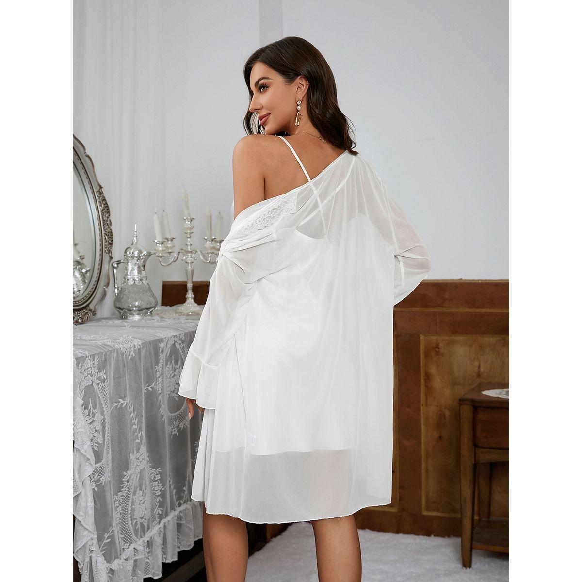 Styli Solid Strappy Satin Slip Dress with Robe Set-women-clothing-nightwear-robes-image-4
