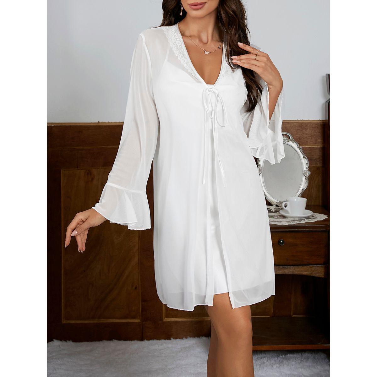 Styli Solid Strappy Satin Slip Dress with Robe Set-women-clothing-nightwear-robes-image-7