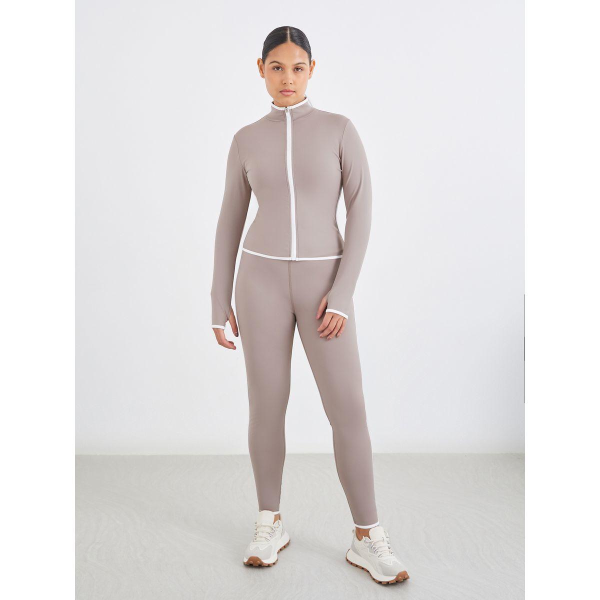 طقم من ليقنز وجاكيت بتفاصيل سحاب للإغلاق-women-clothing-sportswearandactivewear-trackpantsandtracksuits-image-2