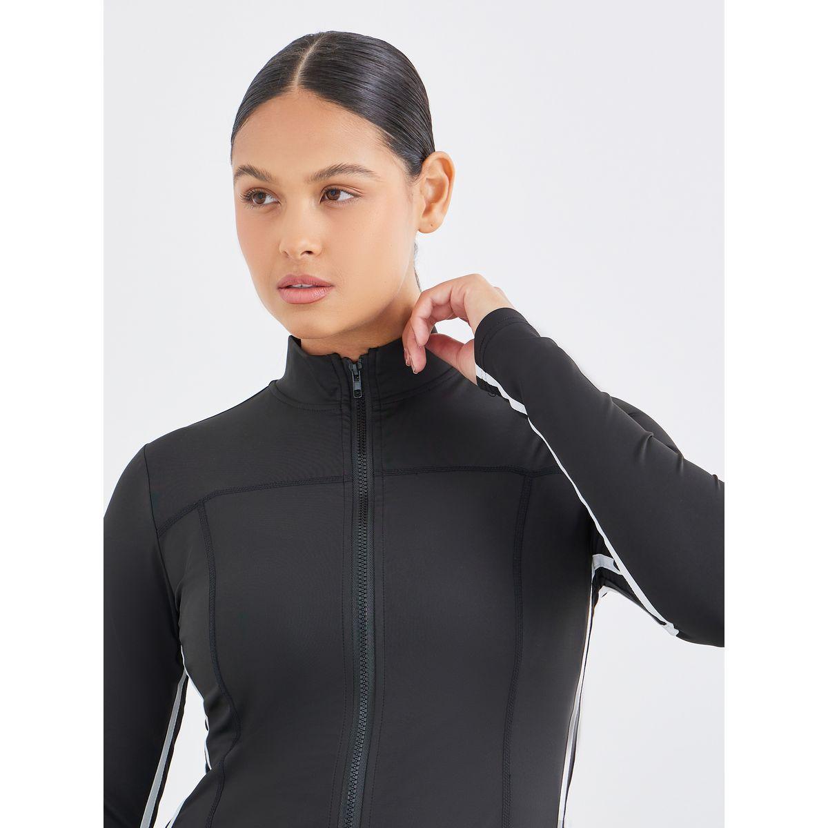 Styli Contrast Dual Striped Zip-Up Jacket and Flared Leggings Set-women-clothing-sportswearandactivewear-trackpantsandtracksuits-image-4