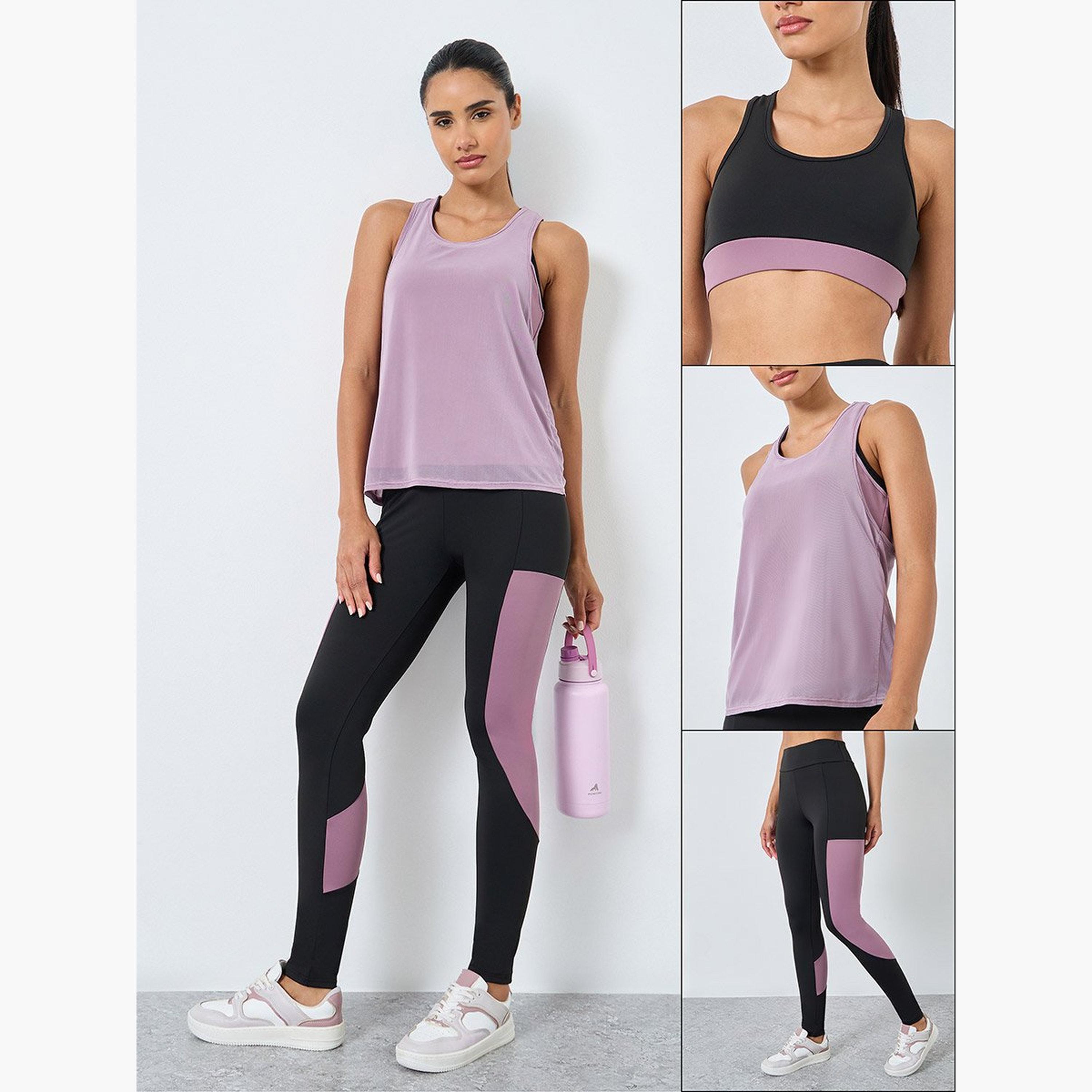 طقم من ليقنز وبلوزة كت مع صدرية رياضية-women-clothing-sportswearandactivewear-trackpantsandtracksuits-image-1